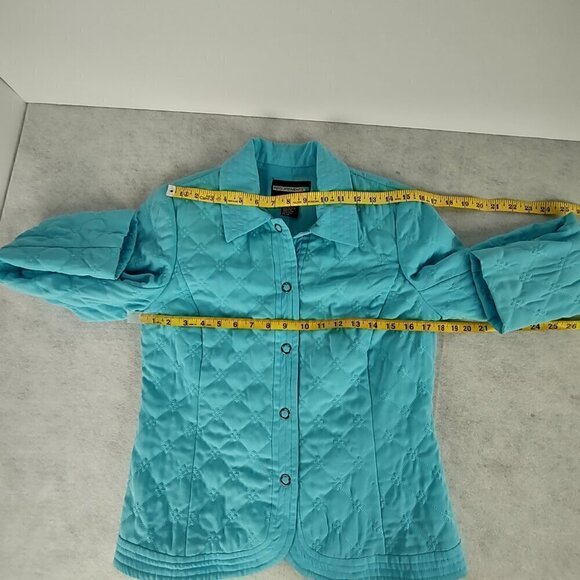 Requirements Sky Blue Quilted Lightweight Snap Up Outdoor Coat Jacket Size Small - Picture 7 of 12